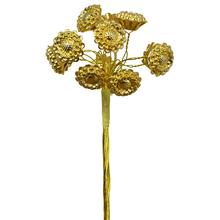 Zlatý květ s perlami, 12 kusů, 11 cm.