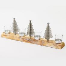 Svícen ADVENT stromečku STŘÍBRO 48X16,5X7,7CM - FLORASYSTEM
