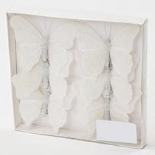 MOTÝL bílé pírko S / 6 8CM - FLORASYSTEM