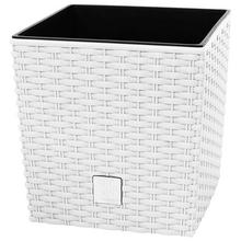 Bílý čtvercový květináč s vložkou