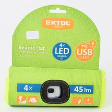 Žlutá čepice s čelovkou a 4 LED světly.