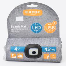 Šedá čepice s čelovkou a 4x LED světlem.