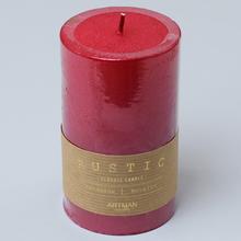 Červená metalická svíčka RUSTIC