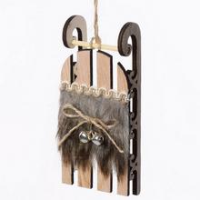 Dřevěné saně hnědé závěs s dekorací