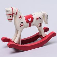 DREVENÝ HOJDACÍ KONÍK KRÉM+ČERV 13x4,5x11CM - FLORASYSTEM