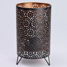 LED LAMPÁŠ KOV ČIERNOZLATÝ 13x13x22,5CM - FLORASYSTEM