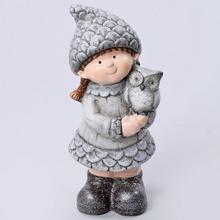 Keramická dekorace dívka s sovou, 27 cm.