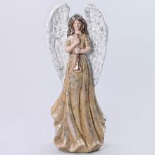 Dekorační LED anděl hnědé barvy se stříbrnými křídly.