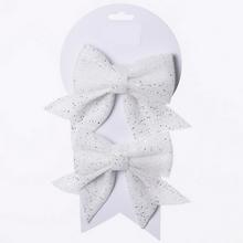 Bílé mašle s třpytkami, sada 2 kusy.