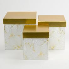 DARČEKOVÁ KRABIČKA BIELO-ZL.S/3 L20.5x20.5x21cm - FLORASYSTEM