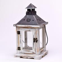 Lampa DŘEVO / KOV BÍLÝ-X 14,5x14,5x28 CM - FLORASYSTEM