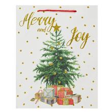 Dárková taška s vánočním motivem a glitry.