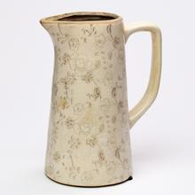 DŽBÁN KERAMIKA VZOR KVETY HNEDÉ 15,5x10,5x19,5CM - FLORASYSTEM