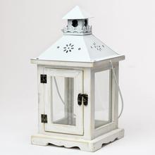 Lampa DŘEVO / KOV BÍLÁ-X 14x14x27,5cm - FLORASYSTEM