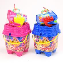 Sada do písku s konvičkou v modré a růžové barvě.