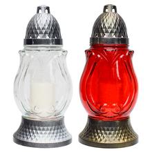 Barevný skleněný kahanec, červená a průhledná varianta.