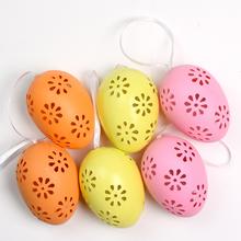 Barevná plastová vajíčka s květinovým vzorem, balení 6 kusů.