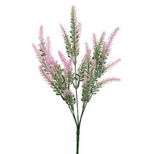 Umělý zápich vřes v světle růžové barvě s listy.