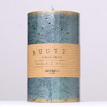 Zelená svíčka RUSTIC PATINA s páskem.