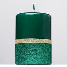 Zelená vánoční svíčka s glitry
