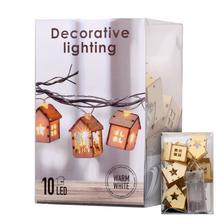 LED světýlka ve tvaru domečků na baterky.