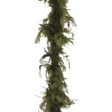 Pírka BOA oliva v zelené barvě, délka 180 cm, průměr 15 cm.