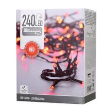 Červená LED světla s 240 diodami, vhodná pro vnitřní a venkovní použití.