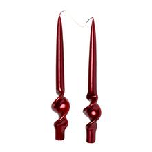 Točené svíčky v bordové barvě, balení 2 kusy.