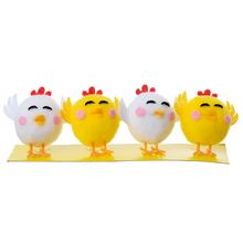 Kohoutci mix žluté a bílé z filcu, sada 4 kusy, 6 cm.