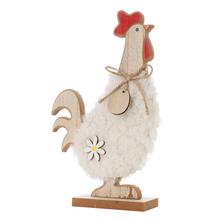 Dřevěný kohoutek v přírodní, červené a bílé barvě.