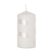 Vánoční svíčka s glitrem a metalickými pruhy.