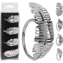 Stříbrné servírovací kroužky ve tvaru listu, sada 4 kusy.