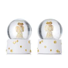Sněhová koule s andělem, bílá a zlatá, mix 2 kusy.