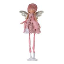 Růžový anděl s čepicí a křídly, LED osvětlení.