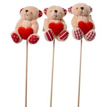 Medvídek se srdcem zápich mix 8 cm