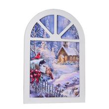 LED obraz okno s vánoční krajinou.