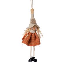 Závěsný strašák z polyesteru v oranžové barvě.