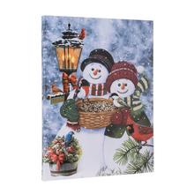 Obraz LED sněhuláci s vánoční tematikou.