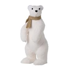 Bílý medvěd se šálou stojící