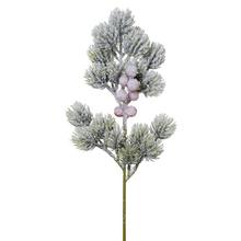 Zasněžená větvička čečinky s červenými bobulkami, 33 cm.