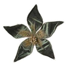 Umělá květina - hlava vánoční růže na klipu v zelené barvě.