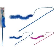 Hračky pro kočky prut s barevnými třásněmi.