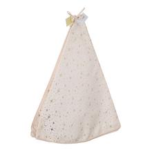 Kryt stojanu na strom ve tvaru hvězdy, krémový se zlatými detaily.