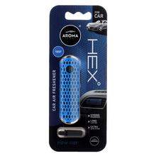 Vůně do interiéru Aroma Car Hex New Car v modrém obalu.