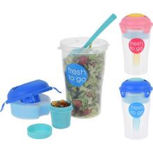 Dóza na mysi s lžičkou, modrá a růžová, plastová