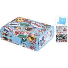 Plastová krabička s barevnými komiksovými vzory, 3 přihrádky.