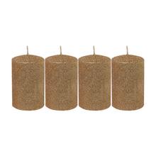 Sada čtyř glitrových svíček v šampaňském odstínu.