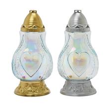 Hrobní svíčky ZS-7 KAH.SKLO SRDCE PERLEŤ ve zlatém a stříbrném provedení.