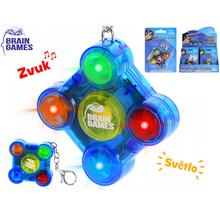 Klíčenka BRAIN games s paměťovou kartou a světelnými efekty.