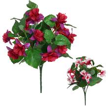 Umělá kytice fuchsie s listy, 33 cm.